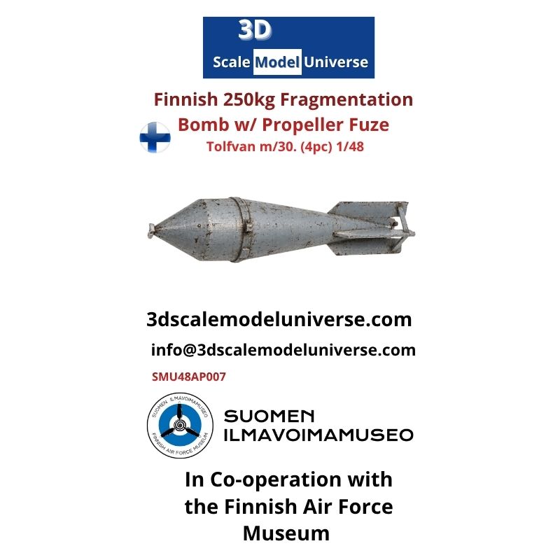 Finnish 250kg Fragmentation Bomb w/ Propeller Fuze Tolfvan m/30. (4pc) 1/48