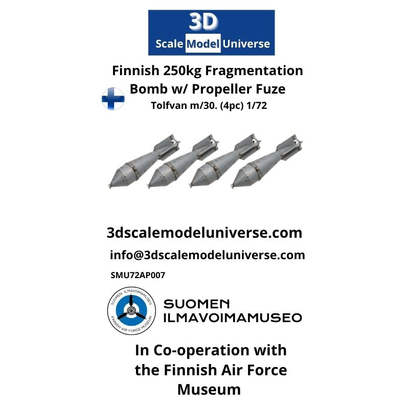 Finnish 250kg Fragmentation Bomb w/ Propeller Fuze Tolfvan m/30. (4pc) 1/72