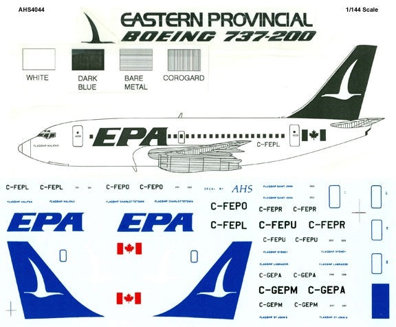 AHS 4044 Decals 1:144 Eastern Provincial Boeing 737-200