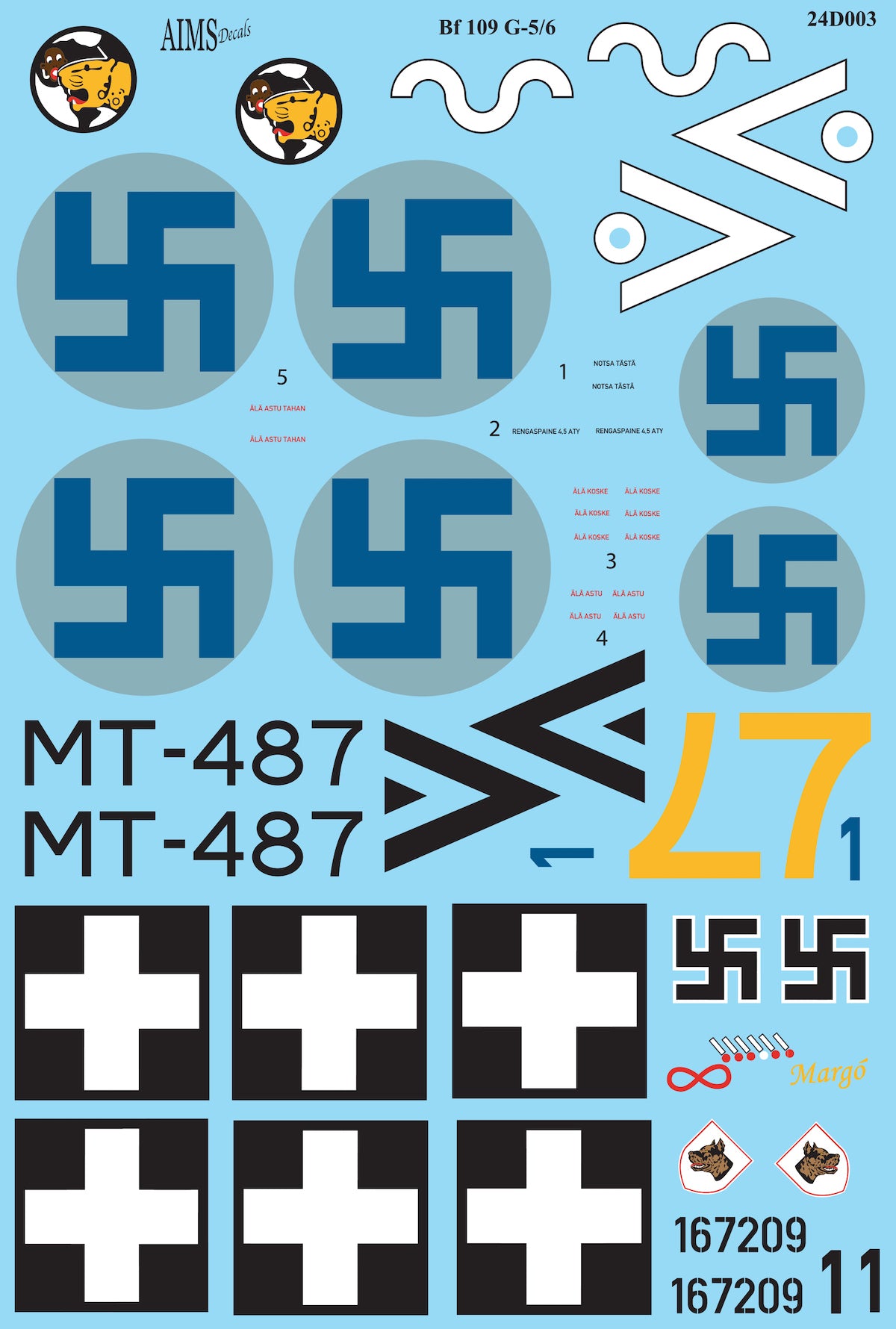 Aims Decals Bf 109 G-5/6 Finland 1/24