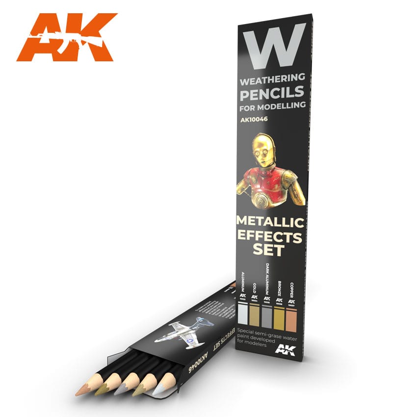AK 10046 Weathering Pencils Metallic Effects Set