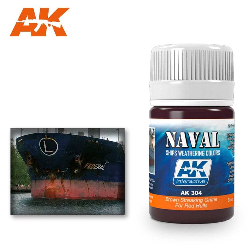 AK 304 Naval Brown Streaking Grime for Red Hulls