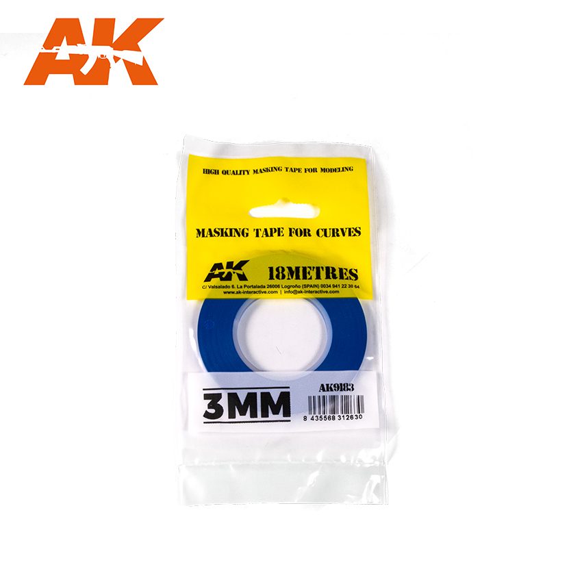 AK 3mm Masking Tape for Curves Blue