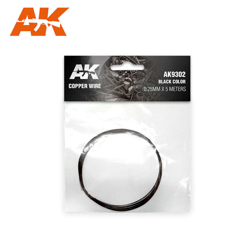 AK 9302 Copper Wire Black. 0.25mm x 5m.