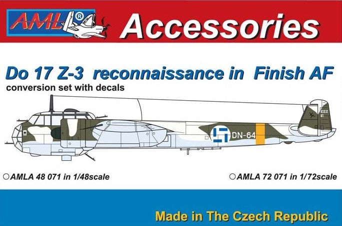 AML Accessories Do 17 Z-3 Reconnaissance in Finnish AF Conversion Set 1/72.