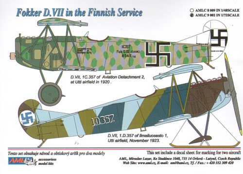 AML Decals 1/72. Fokker D.VII in the Finnish Service