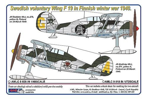 AML Decals 1/72. Swedish Voluntary Wing F 19 in  Finnish Winter War 1940.