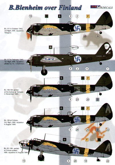 AML Decals 1/72. B. Blenheim over Finland