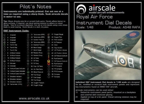 Airscale Royal Air Force Instrument Dial Decals 1/48