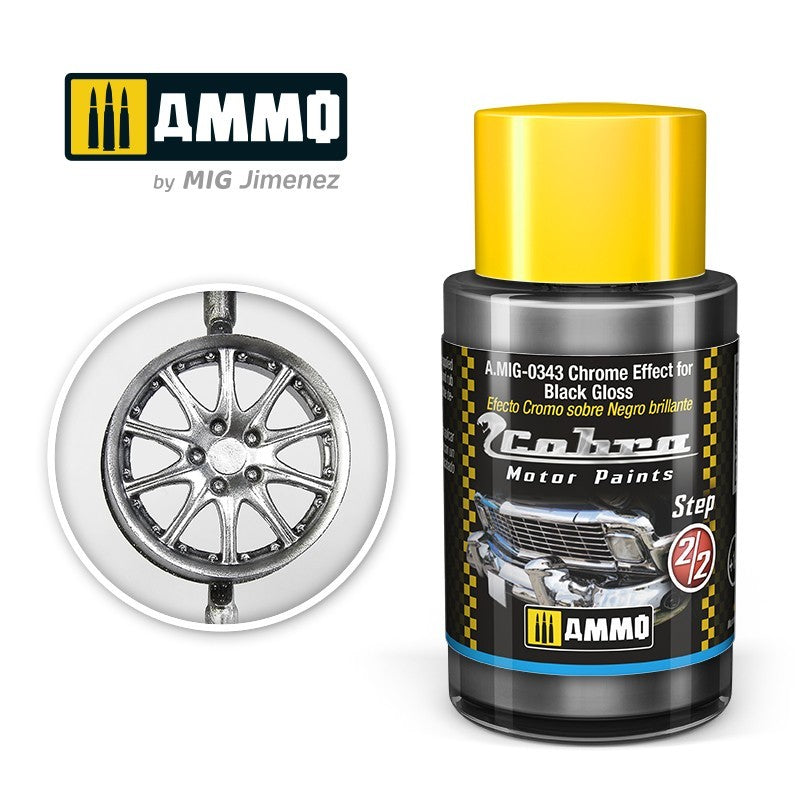 AMIG 0343 Cobra Motor Chrome Effect for Black Gloss 30ml.