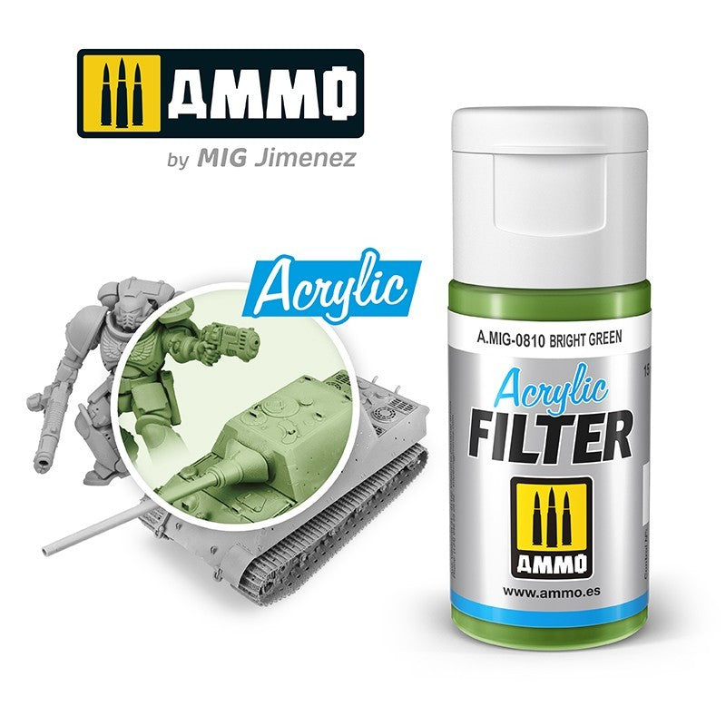 AMIG 0810 Acrylic Filter Bright Green 15ml.