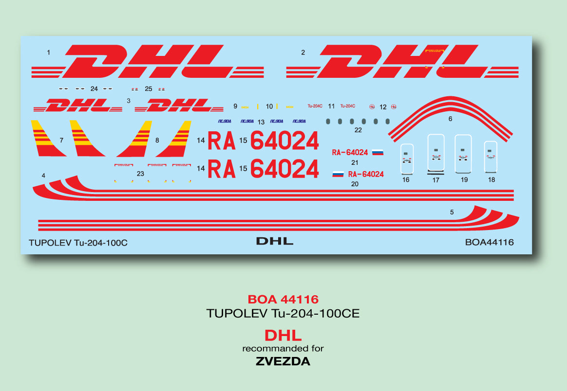 Boa Decals 44116 Tupolev Tu-204-100C DHL