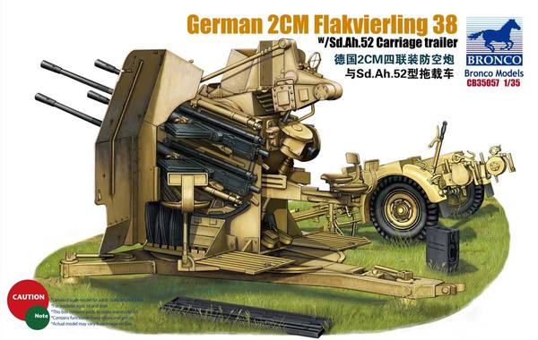 German 2cm Flakvierling 38 w/Sd.Ah.52 Carriage Trailer