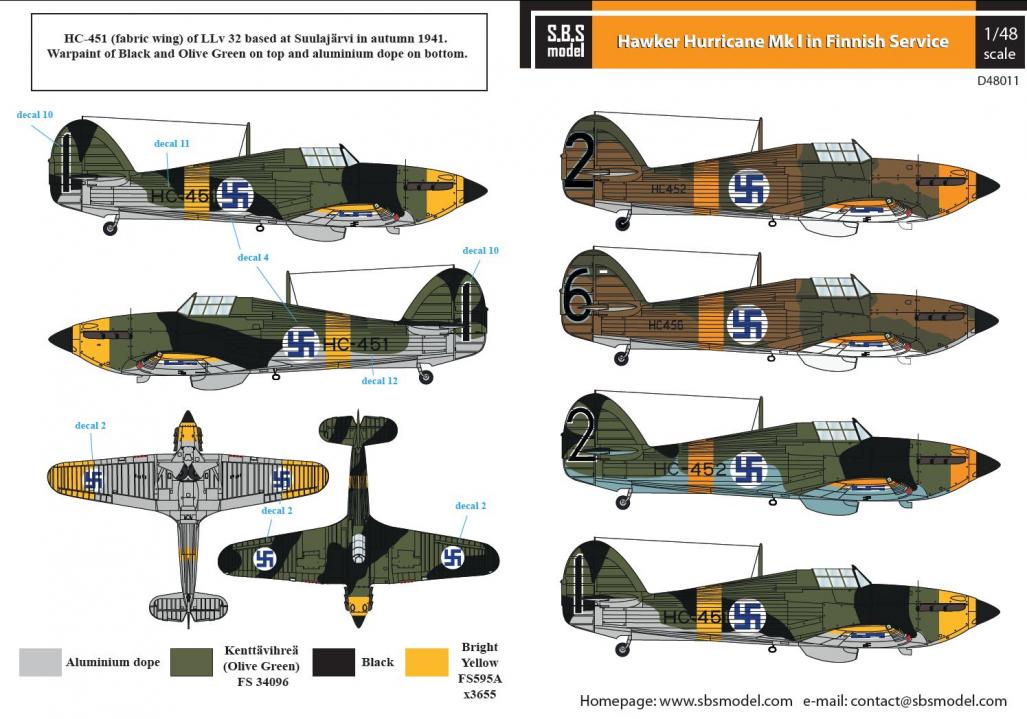 Hawker Hurricane Mk I in Finnish Service 1/48 decals