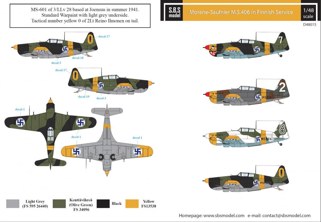 Morane-Saulnier M.S.406 in Finnish Service 1/48 decals