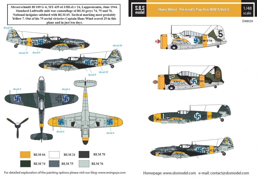 Hans Wind - Finland´s Top Ace WWII Vol.II 1/48 decals