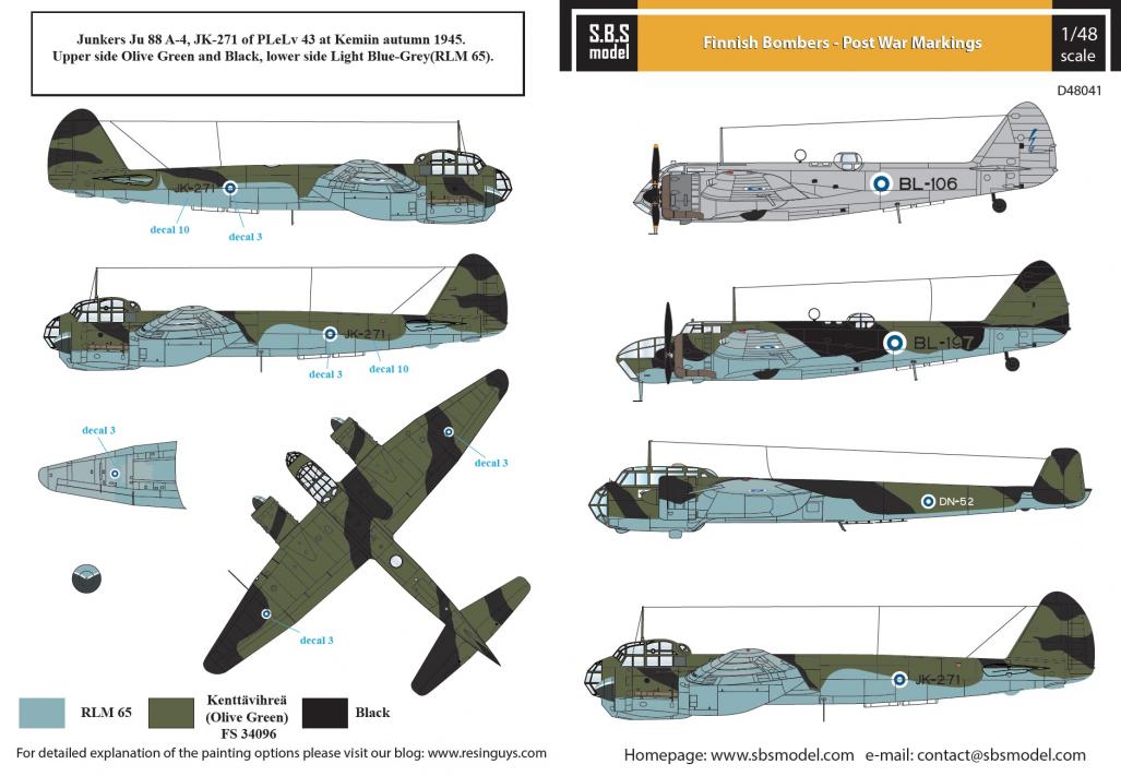 Finnish Bombers - Post War Markings 1/48 decals