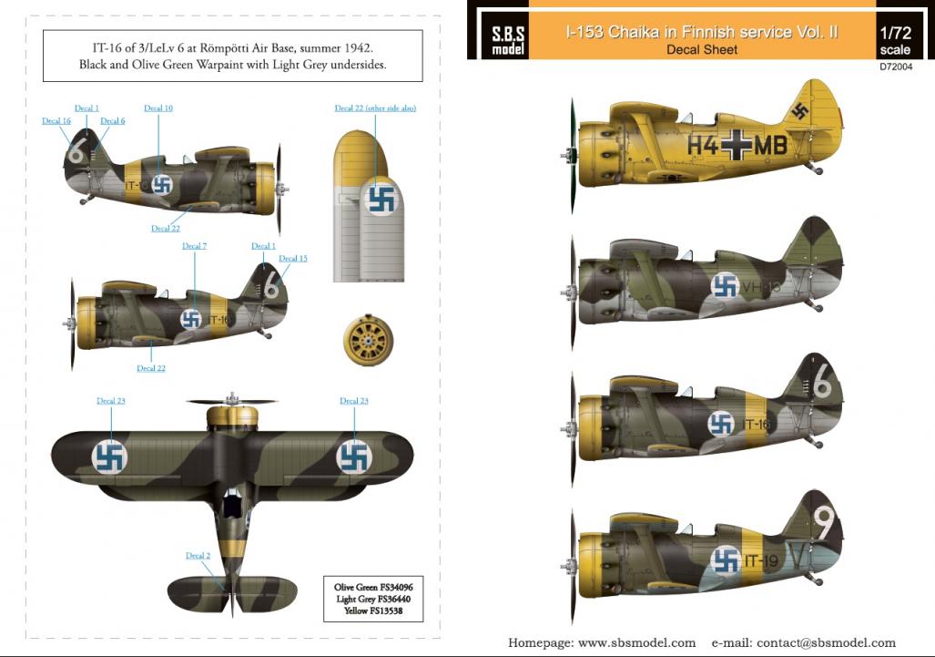I-153 Chaika in Finnish Service Vol.II 1/72 decals