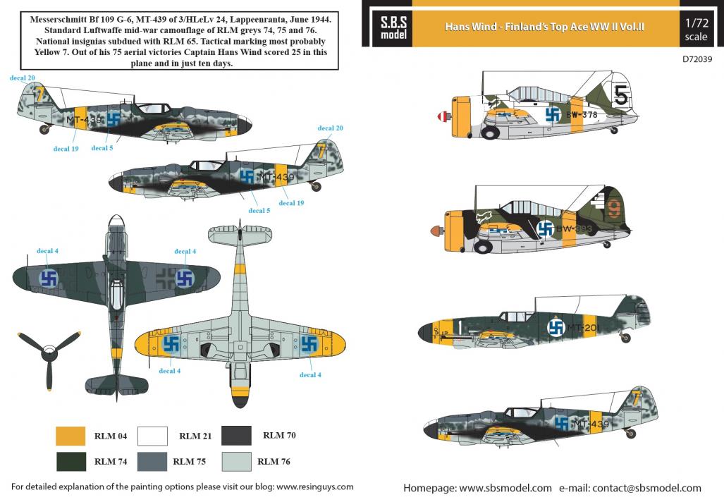 Hans Wind - Finland´s Top Ace WWII Vol.II 1/72 decals