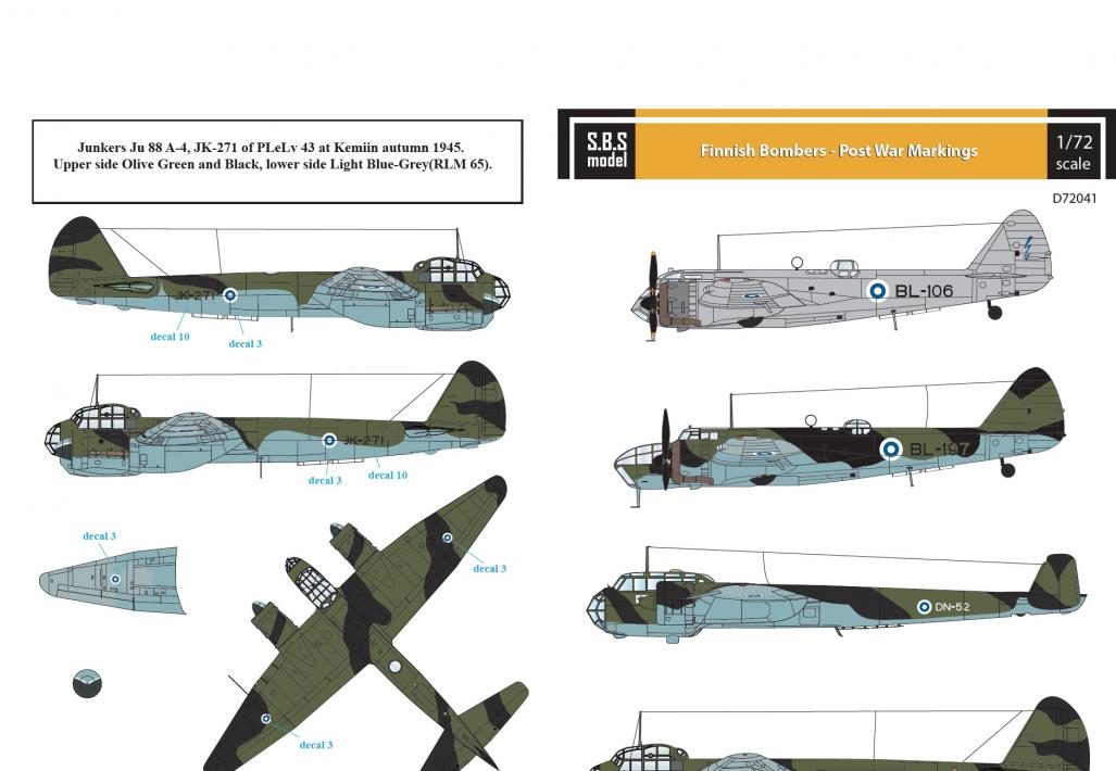 Finnish Bombers - Post War Markings 1/72 decals