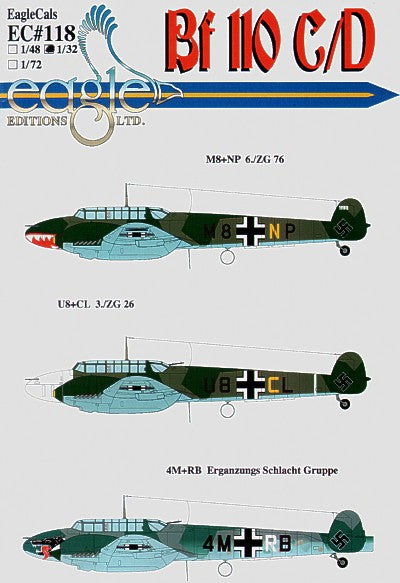Eagle Cals Bf 110 C/D 1/72 decals