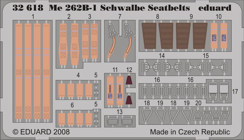 Eduard Me 262B-1 Schwalbe Seatbelts 1/32