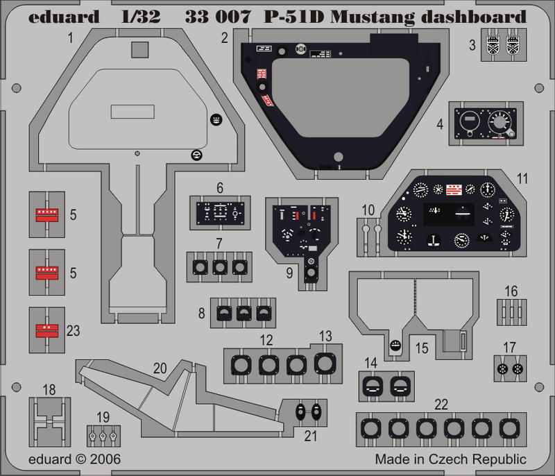 Eduard P-51D Mustang Dashboard 1/32 Etc.