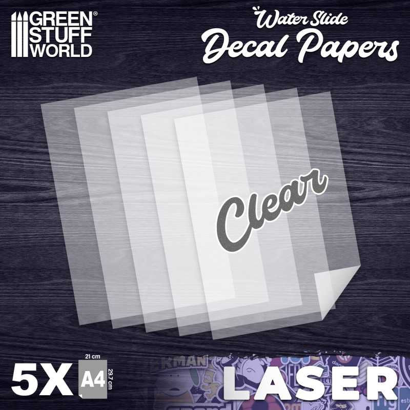 GSW 10068 Laser Waterslide Decal Paper Clear/Transparent 5 Sheet