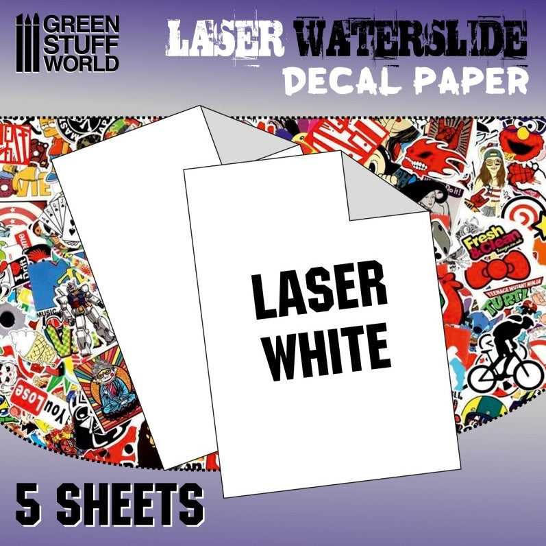 GSW 10069 Laser Waterslide Decal Paper White 5 Sheet