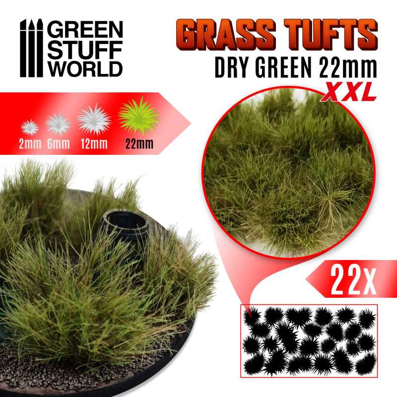 GSW 11449 Grass Tufts XXL Dry Green 22mm