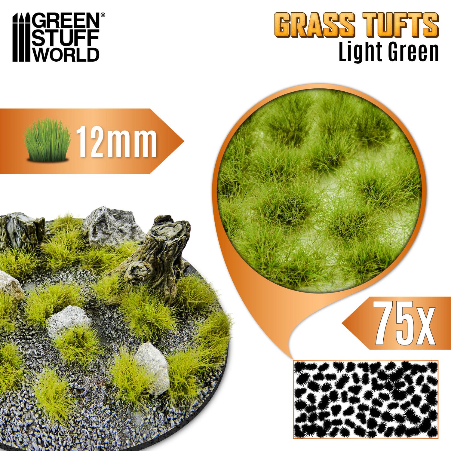 GSW 12943 Grass Tufts Light Green 12mm