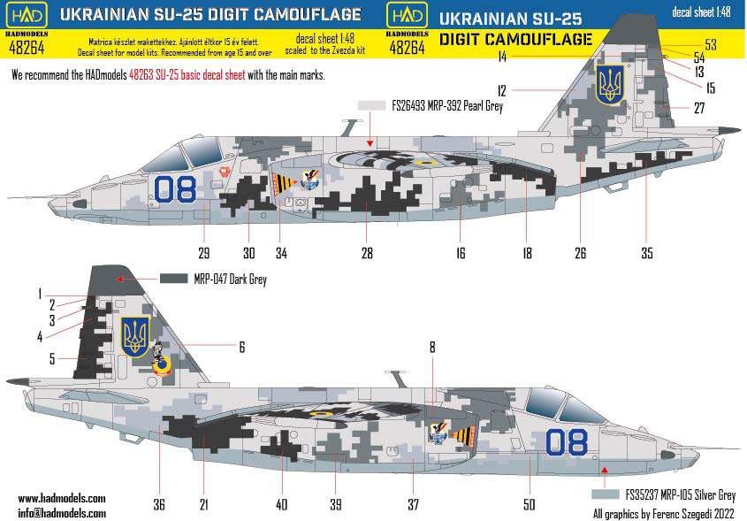 Hadmodel 1/48 decals. Ukrainian SU-25 Digit Camouflage Part 1