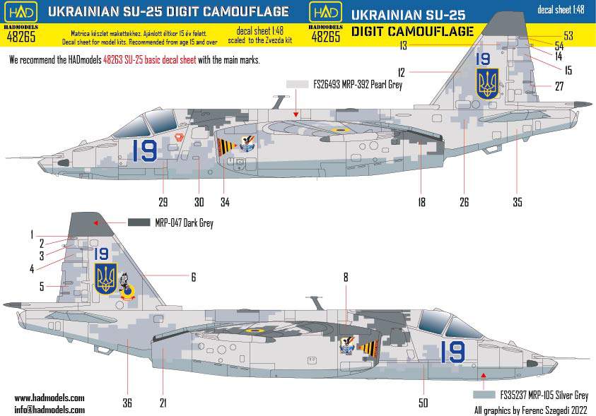 Hadmodel 1/48 decals. Ukrainian SU-25 Digit Camouflage Part 2