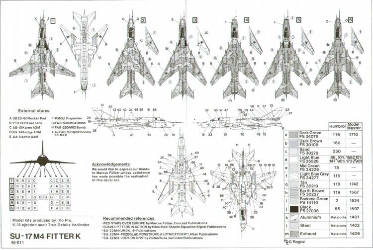 Sukhoi Su-17M4 Fitter K Soviet Air Force Decal Set 1/48