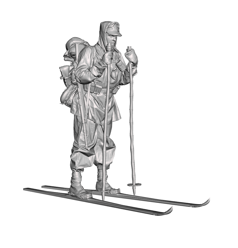 German WW2 Mountain trooper with cross-country skies and Mauser rifle. 1/35