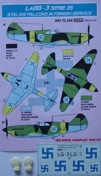 Kora Decals 72206 LaGG-3 Serie 35 Stalins Falcons in Finnish Service 1/72