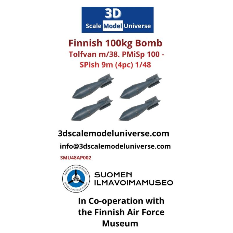 Finnish 100kg Bomb Tolfvan m/38. PMiSp 100 - SPish 9m (4pc) 1/48
