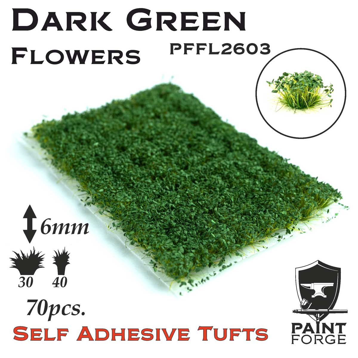 Paint Forge 2603 Dark Green 6mm Self-Adhesive Flowers