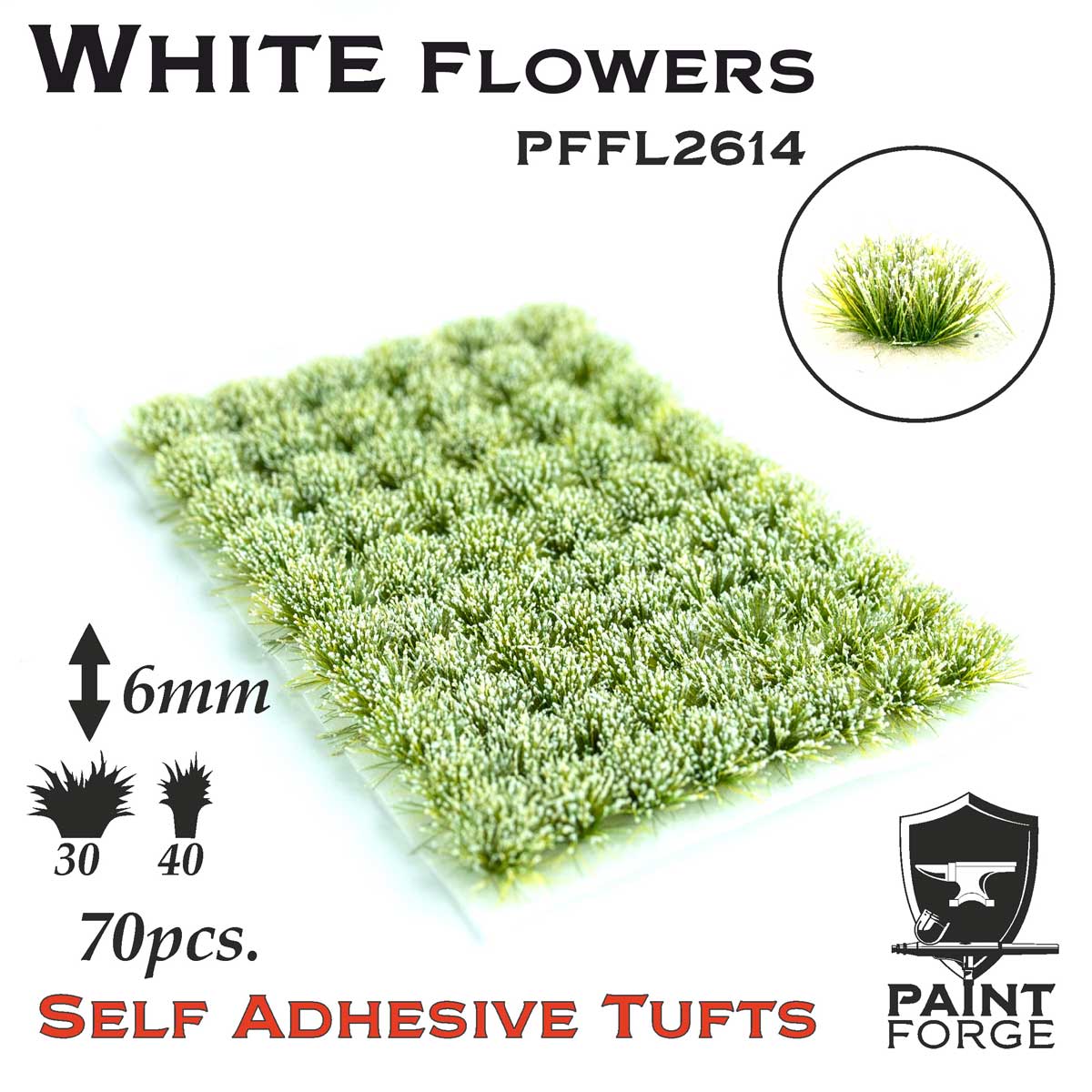 Paint Forge 2614 White 6mm Self-Adhesive Flowers