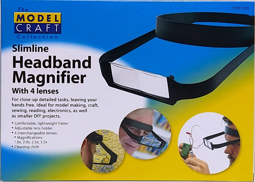 Model Craft Slimline Headband Magnifier with 4 Lenses