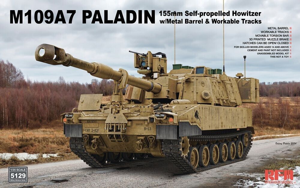 M109A7 Paladin 155mm Self-Propelled Howitzer w/Metal Barrel & Workable Tracks