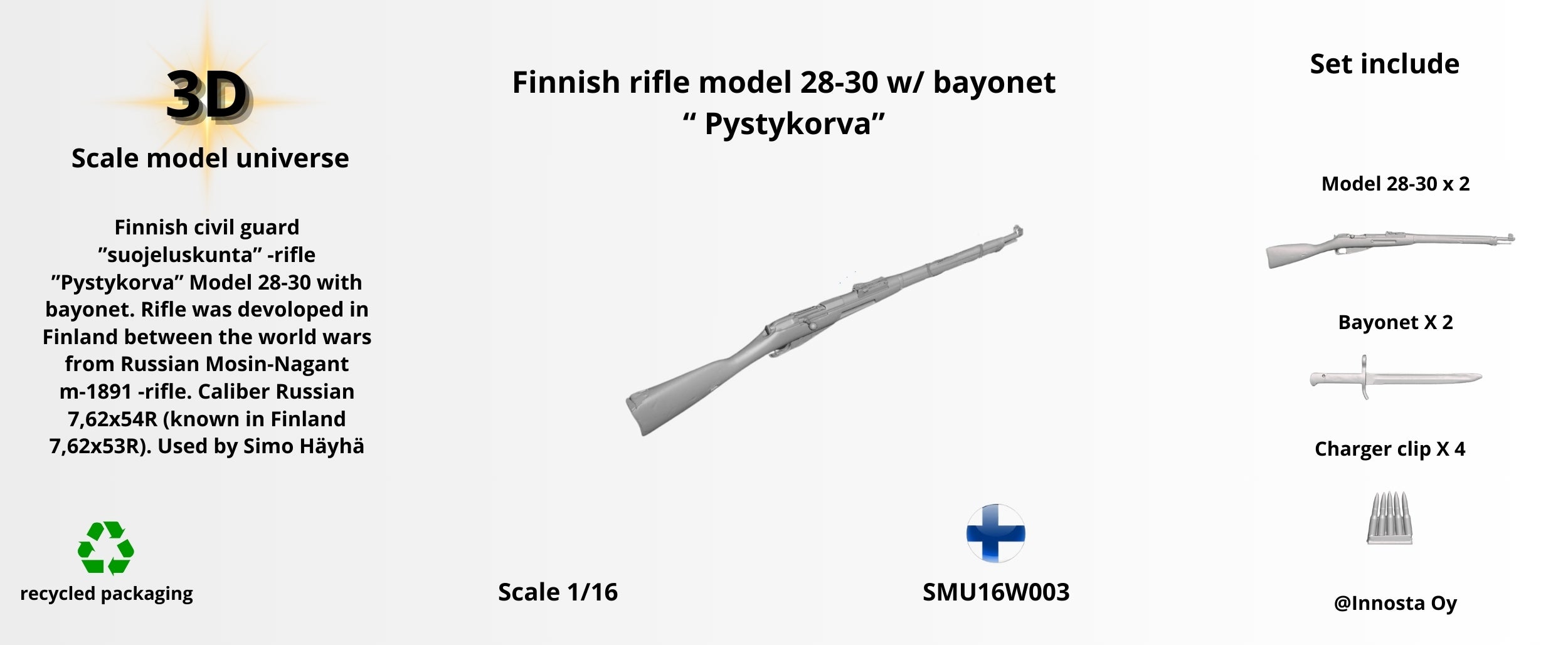 Finnish rifle model 28-30 w/ bayonet “ Pystykorva” 1/16