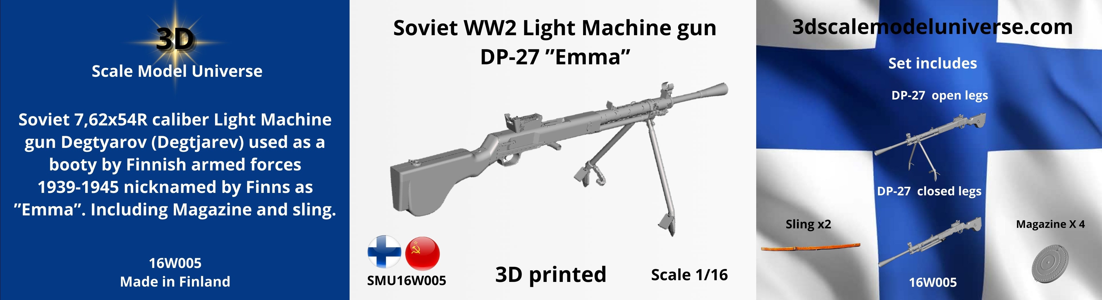 Soviet WW2 light Machine gun DP-27 ”Emma” 1/16