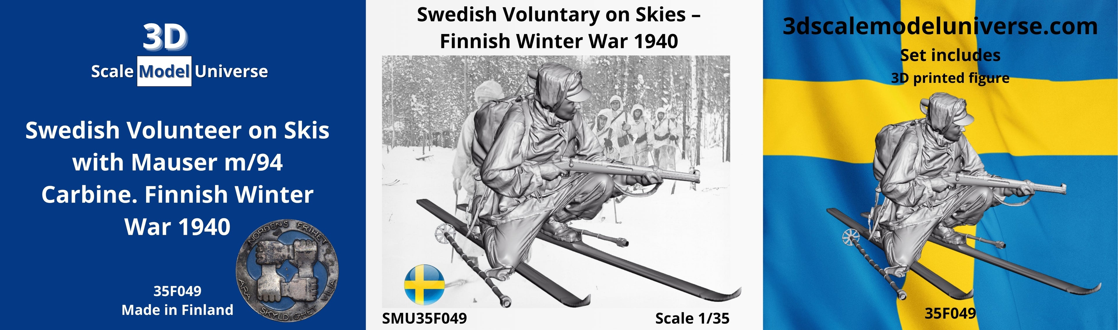 Swedish voluntary on skies – Finnish Winter War 1940. 1/35