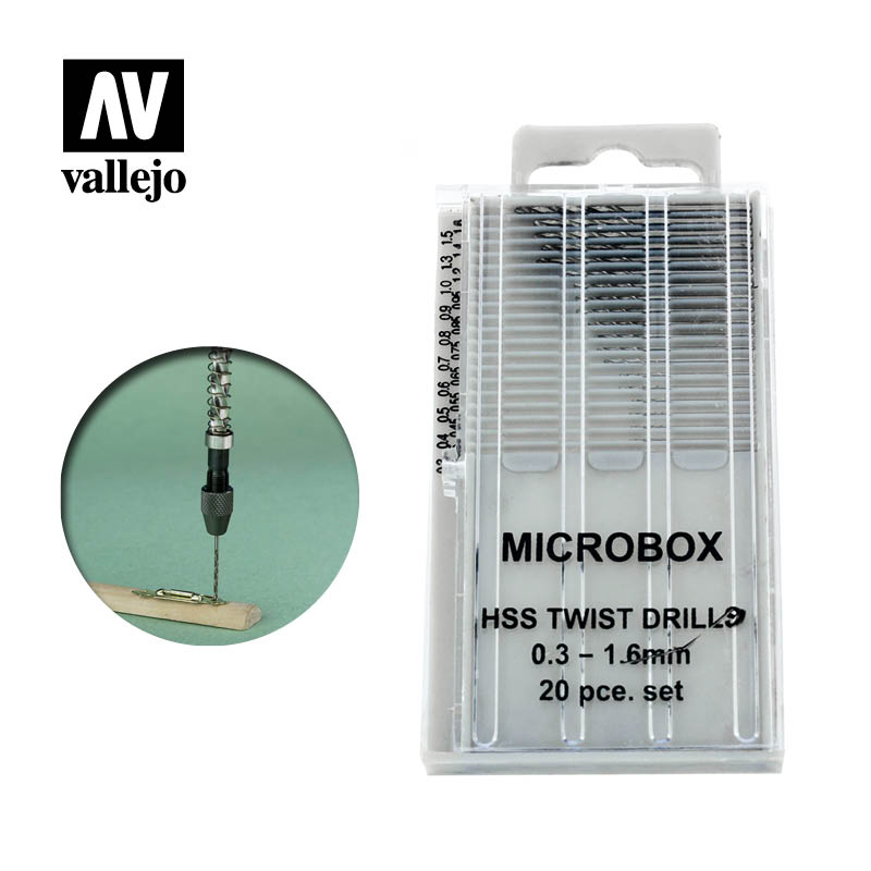 Vallejo Drill Bit Set (x20) 0.3-1.6mm.