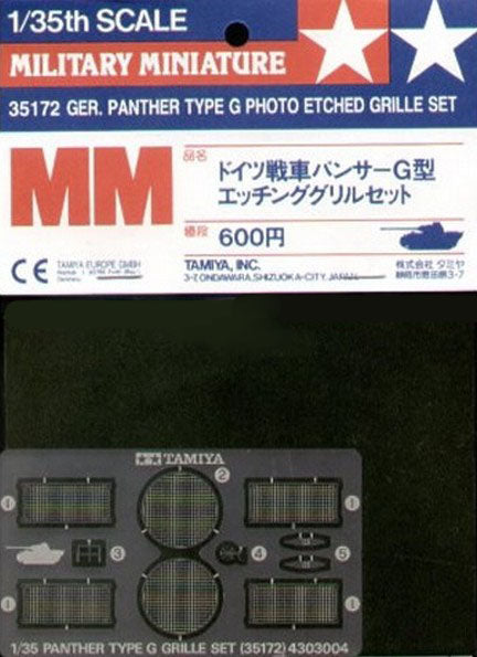Tamiya 35172 Ger. Panther Type G Photo Etched Grille Set