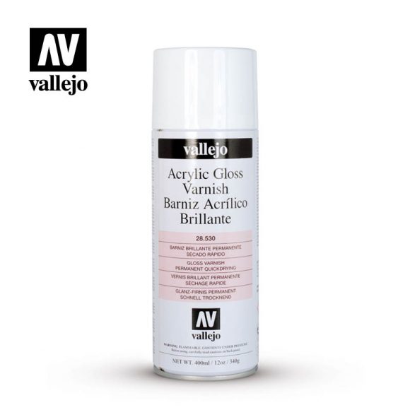 Vallejo 28.530 Acrylic Gloss Varnish Spray 400ml (quickdrying)