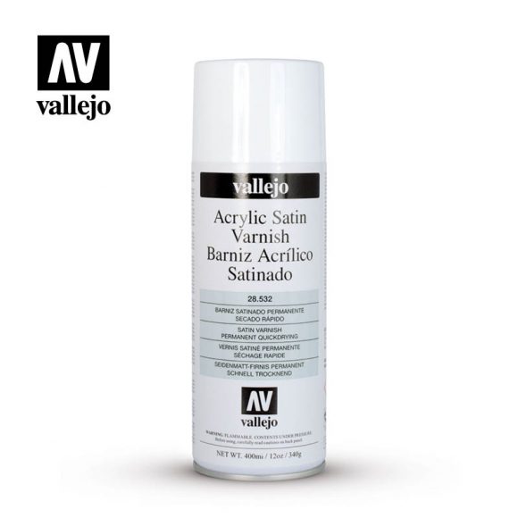 Vallejo 28.532 Acrylic Satin Varnish Spray 400ml (quickdrying)
