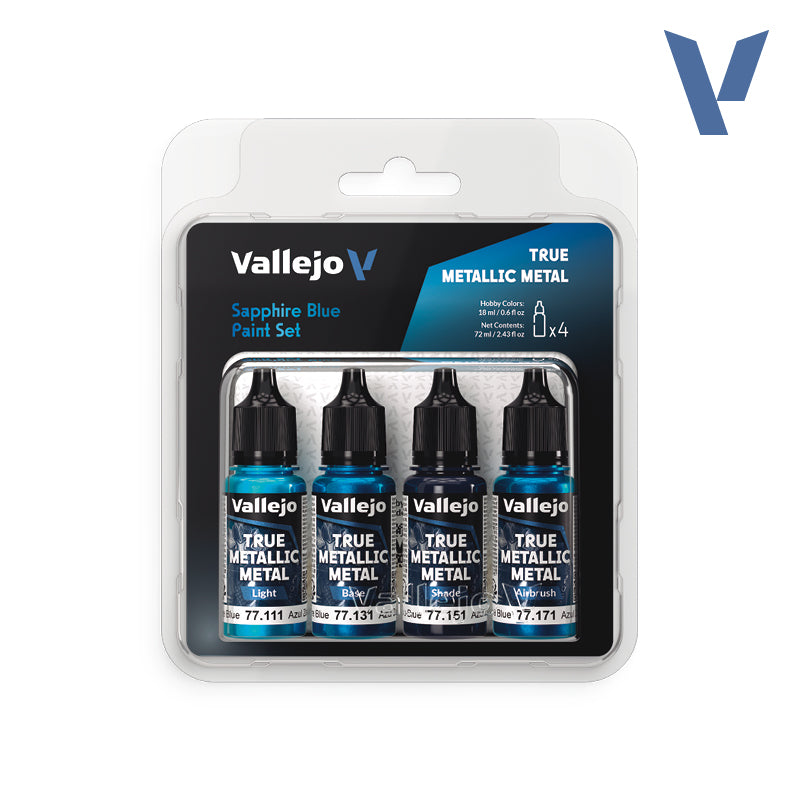 Vallejo 77256 Sapphire Blue Paint Set.  True Metallic Metal