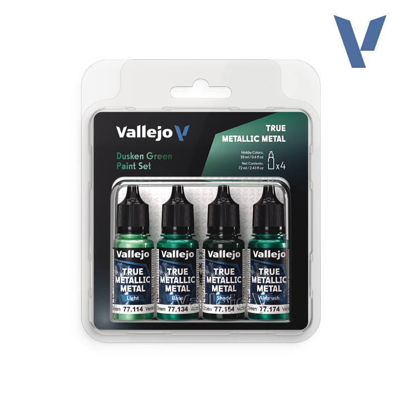 Vallejo 77257 Dusken GreenPaint Set.  True Metallic Metal